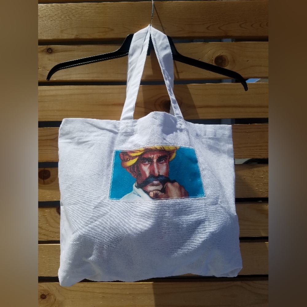 Handmade tote with unique artwork